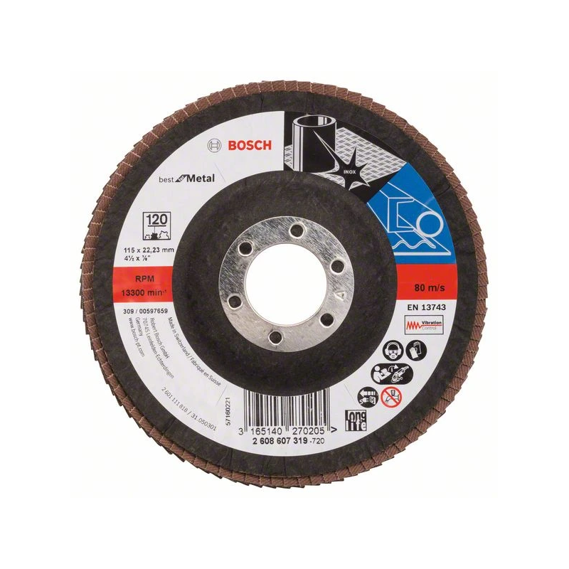 Slīpp.slīpšķīvis metālam D 115 mm, K 120, 1 gab.