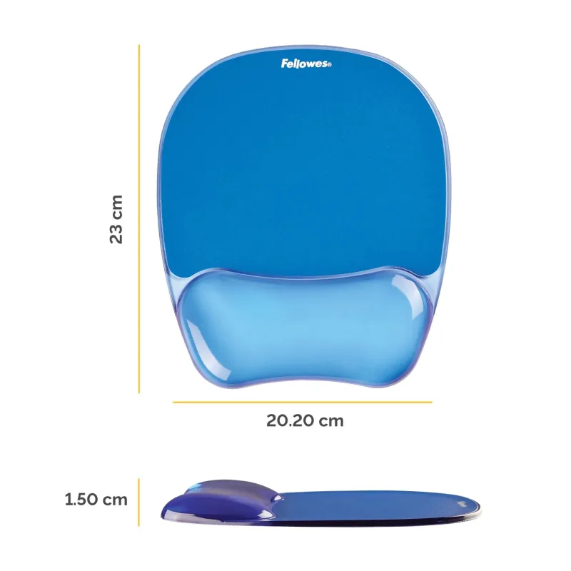 Mouse pad crystal gel-blue 9114120 fellowes