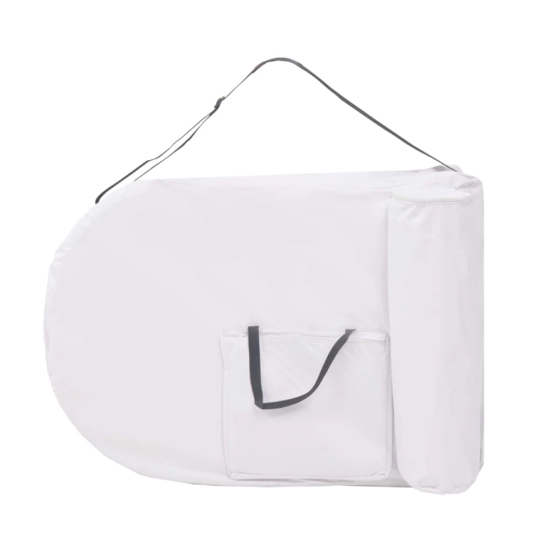 vidaXL masāžas galds, saliekams, ovāls, 2 balsti, 4 cm, balts