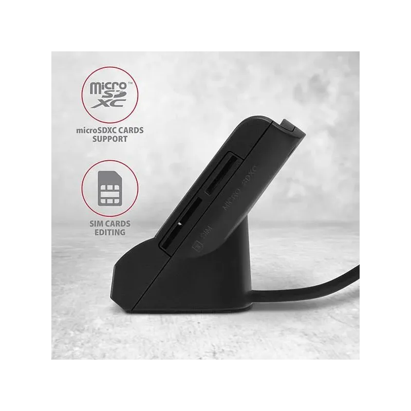 AXAGON Universal desktop USB contact Smart-ID and SD-microSD-SIM card reader - CRE-SM2