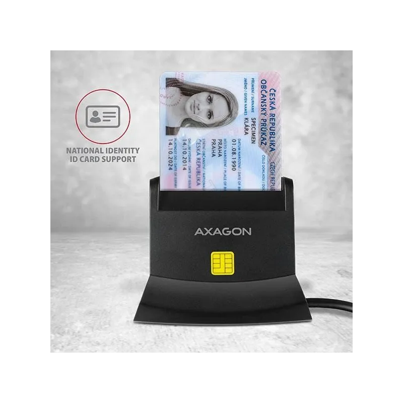 AXAGON Universal desktop USB contact Smart-ID and SD-microSD-SIM card reader - CRE-SM2