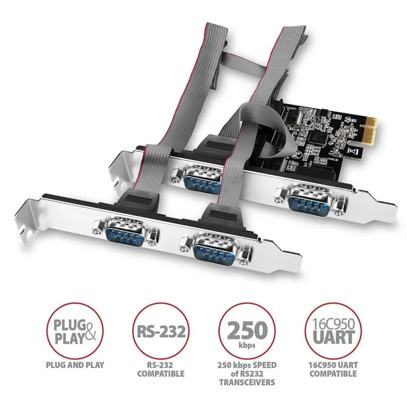 Net card pcie 250kbps 4port-sp&lp pcea-s4n axagon