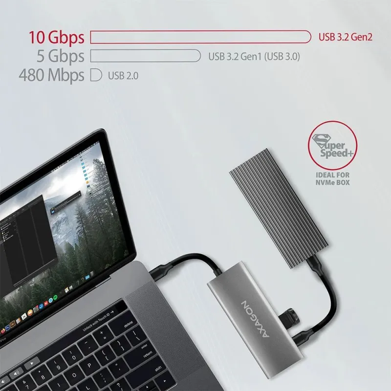 I-o hub usb-c 5in1-0.2m hmc-5g2 axagon