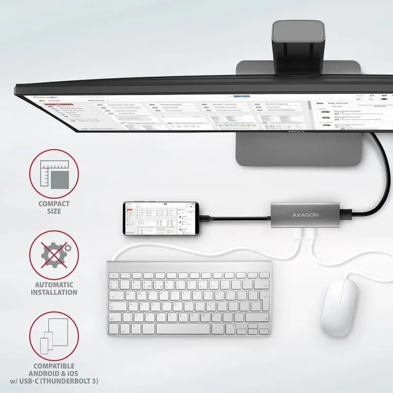 I-o hub usb-c 5in1-0.2m hmc-5g2 axagon