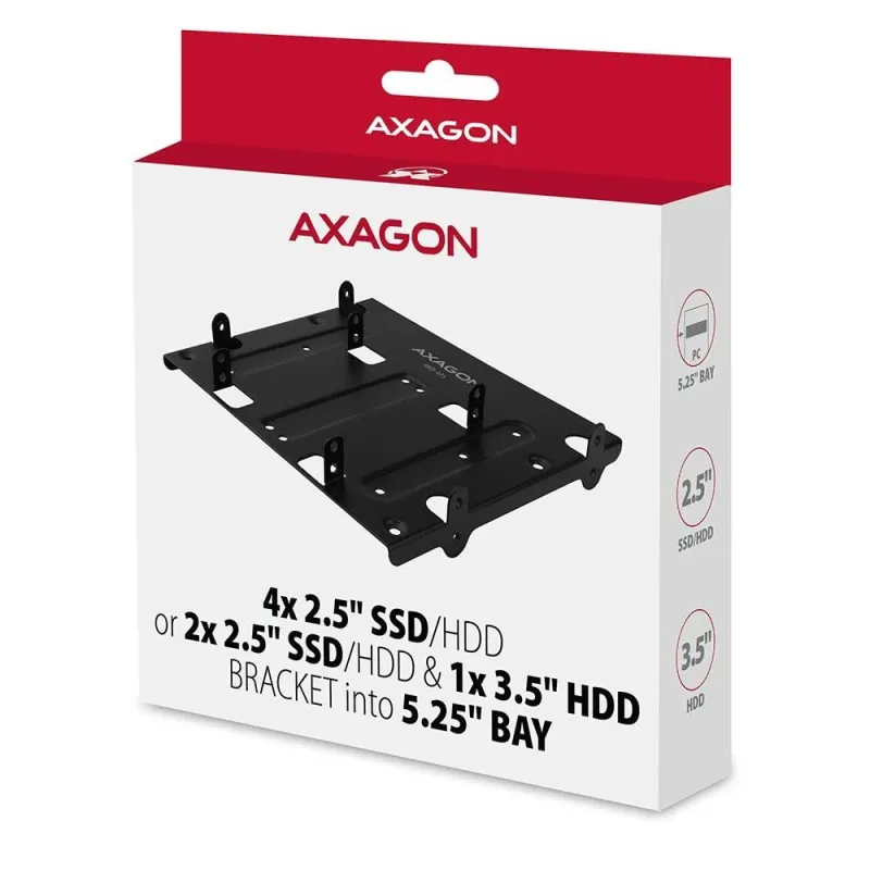 Ssd acc bracket 2.5-3.5 to-5.25 rhd-435 axagon