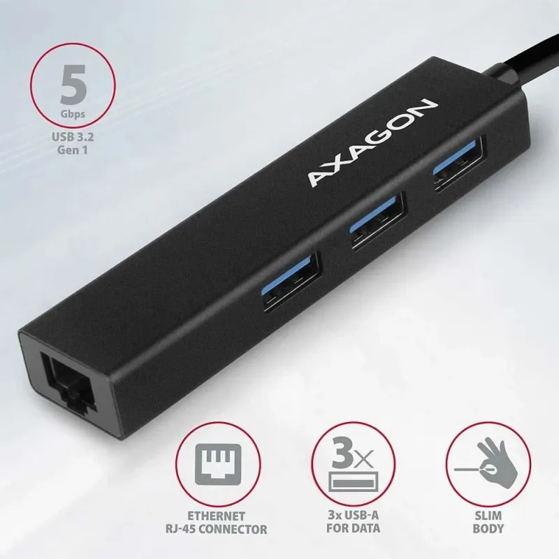 I-o hub usb3.2 3port glan-0.2m hma-gl3a axagon