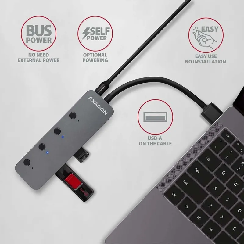 I-o usb hub switch 4port-0.2m hue-msa axagon
