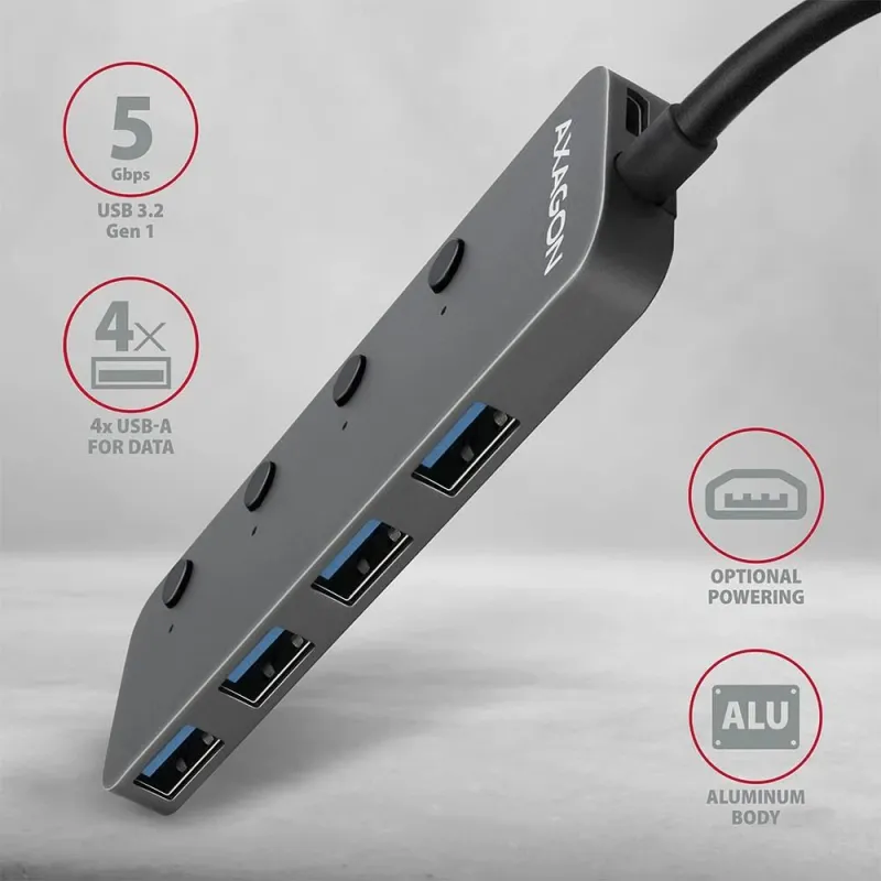 I-o usb hub switch 4port-0.2m hue-msa axagon