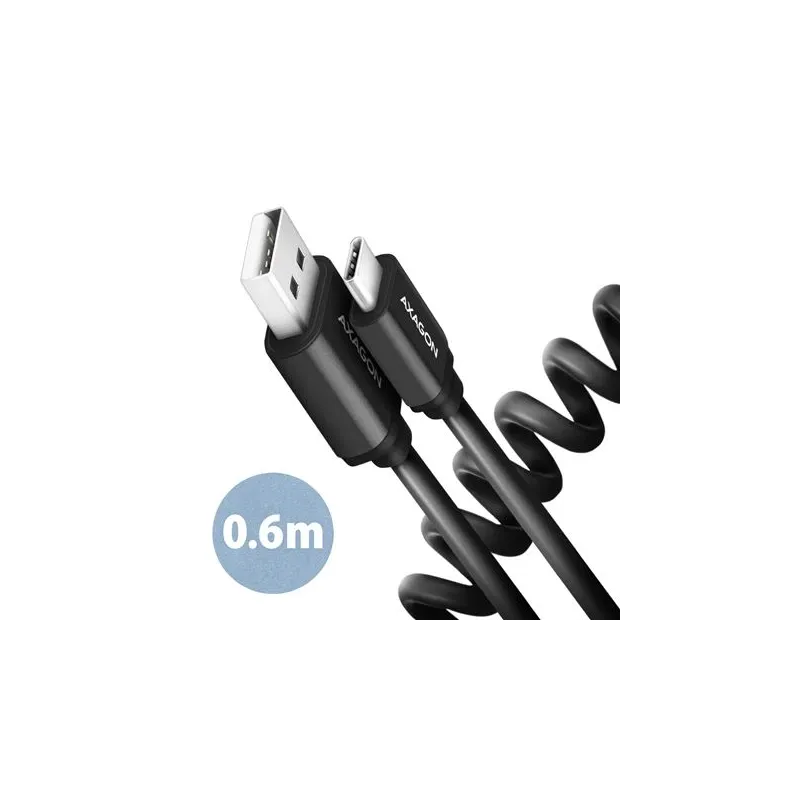 Cable usb-c to usb2.0 0.6m-twister blk bucm-am10tb axagon