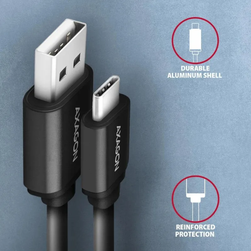Cable usb-c to usb2.0 0.6m-twister blk bucm-am10tb axagon