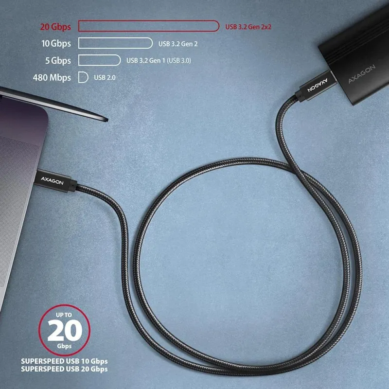 Cable usb-c to usb-c 2m 100w-black bucm32-cm20ab axagon