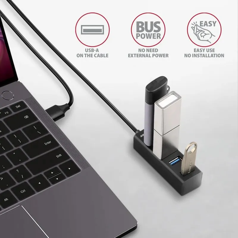 I-o hub usb3.2 4port mini-1.2m hue-m1al axagon