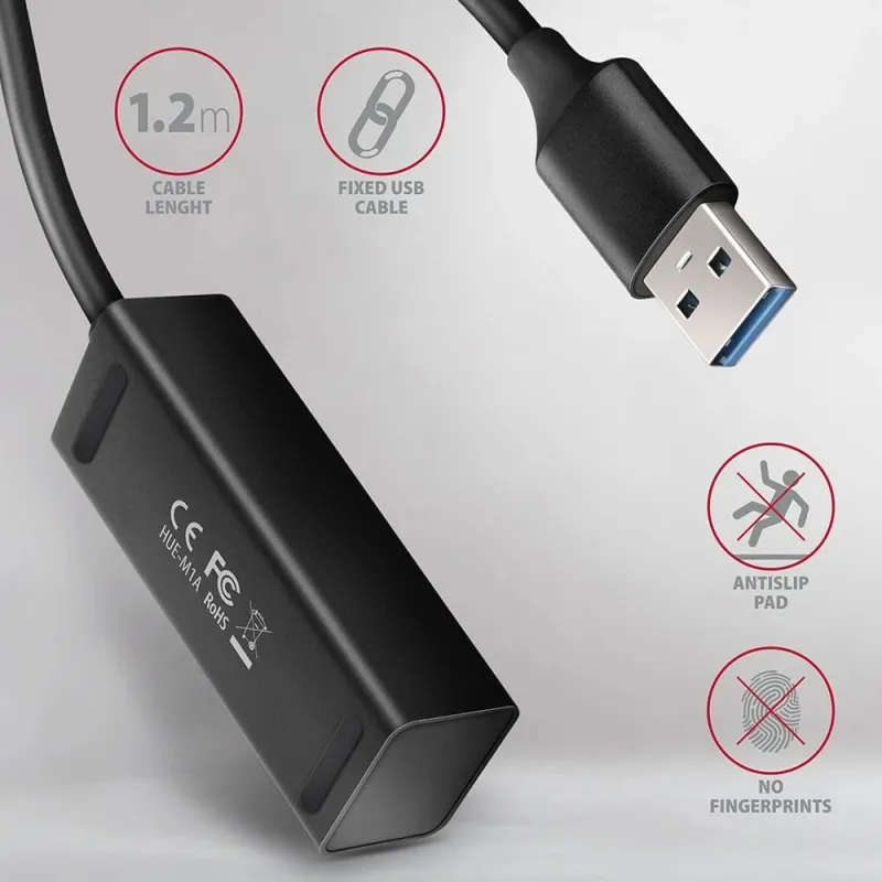 I-o hub usb3.2 4port mini-1.2m hue-m1al axagon