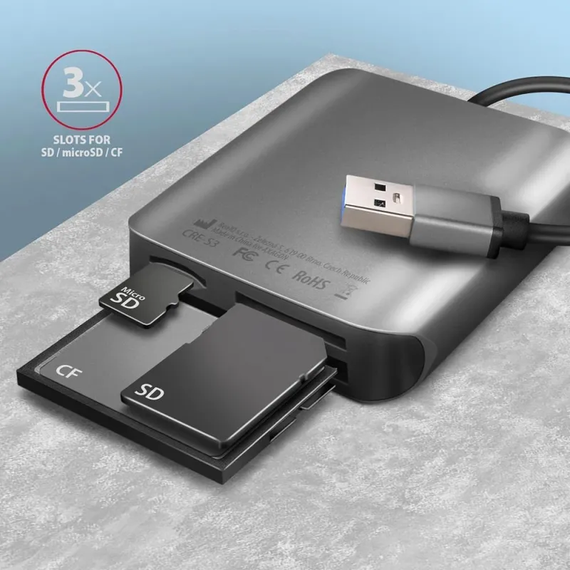 Memory reader usb3.2 3-slot-sd-microsd-cf cre-s3 axagon