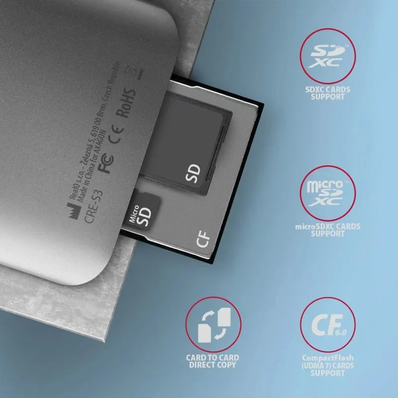 Memory reader usb3.2 3-slot-sd-microsd-cf cre-s3 axagon