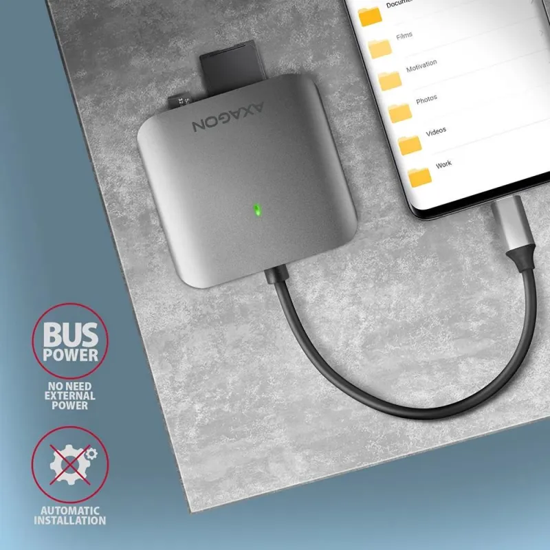 Memory reader usb-c 3-slot-sd-microsd-cf cre-s3c axagon