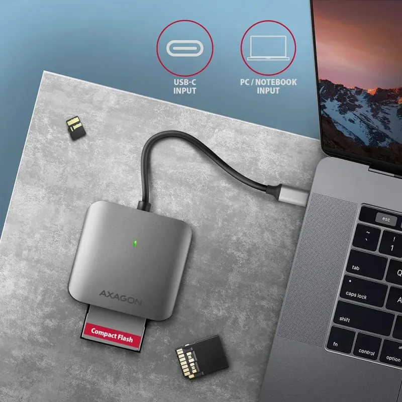 Memory reader usb-c 3-slot-sd-microsd-cf cre-s3c axagon