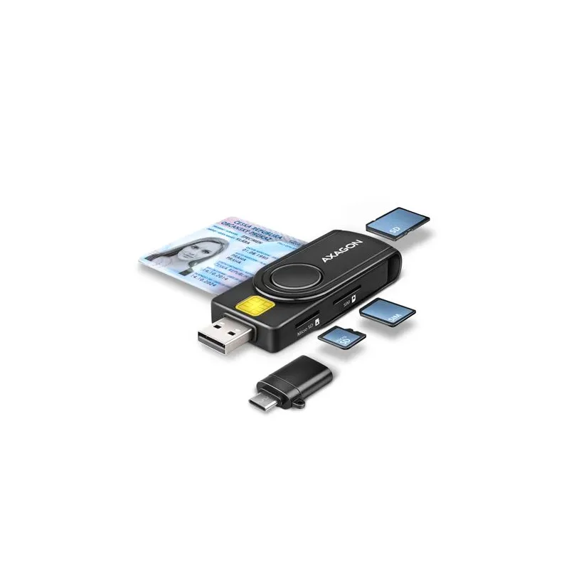 Card reader usb-c+usb2.0 4slot-smartcard cre-smp2a axagon