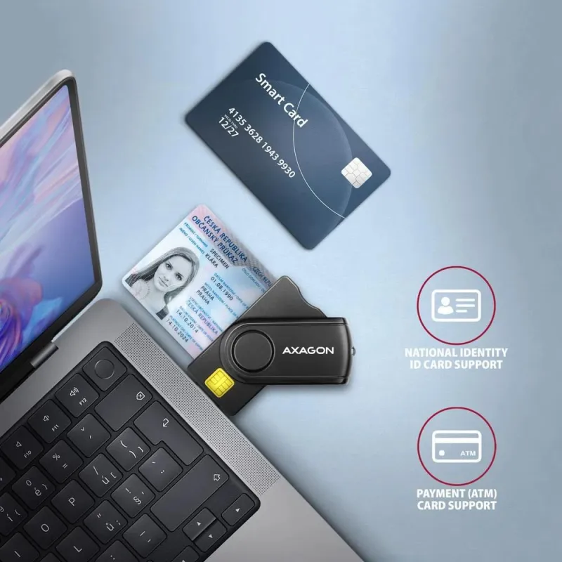 Card reader usb-c+usb2.0 4slot-smartcard cre-smp2a axagon