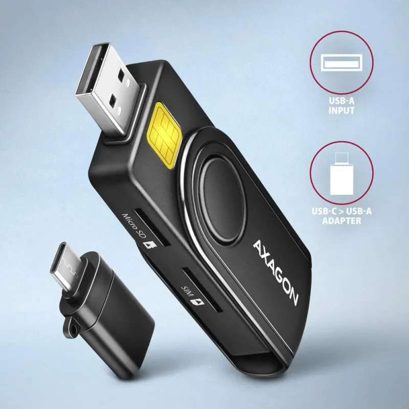 Card reader usb-c+usb2.0 4slot-smartcard cre-smp2a axagon