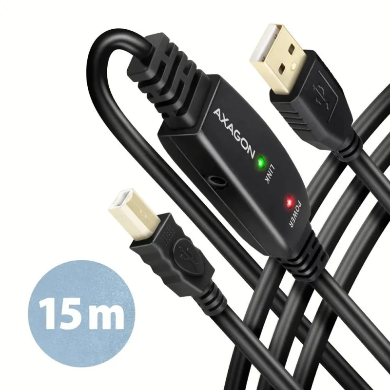 Cable usb2.0 a-m-b-m active-15m adr-215b axagon