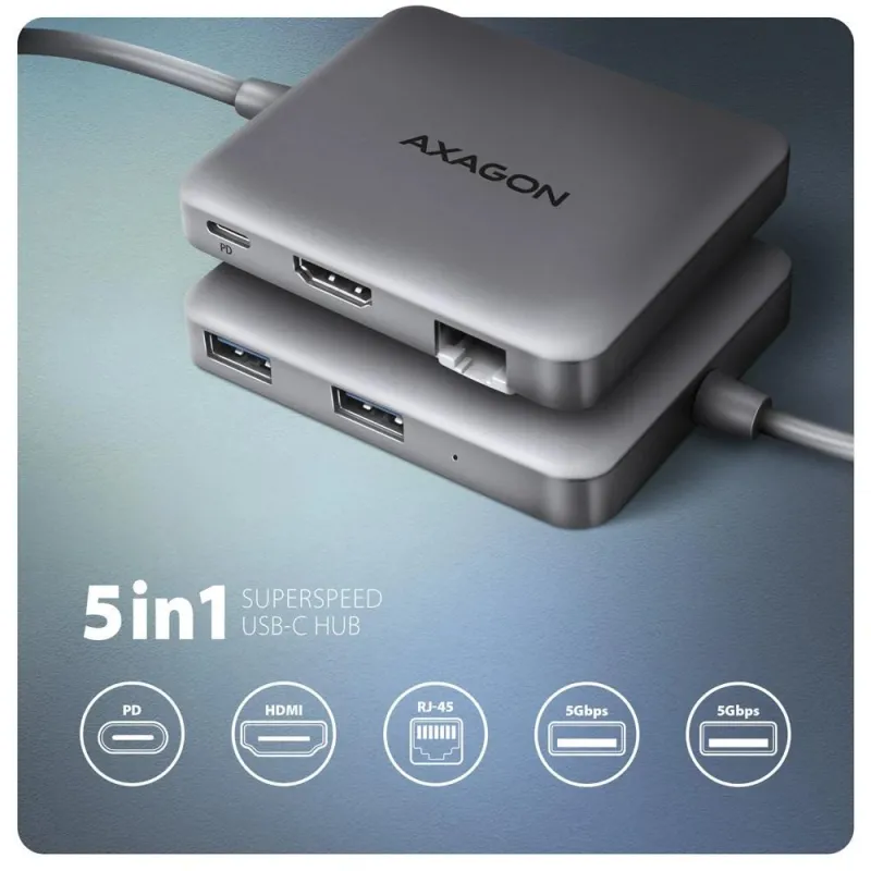AXAGON USB-C 5Gbps SuperSpeed 5in1 Hub - HMC-5HL