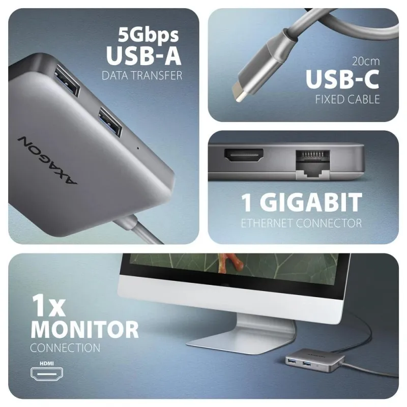 AXAGON USB-C 5Gbps SuperSpeed 5in1 Hub - HMC-5HL