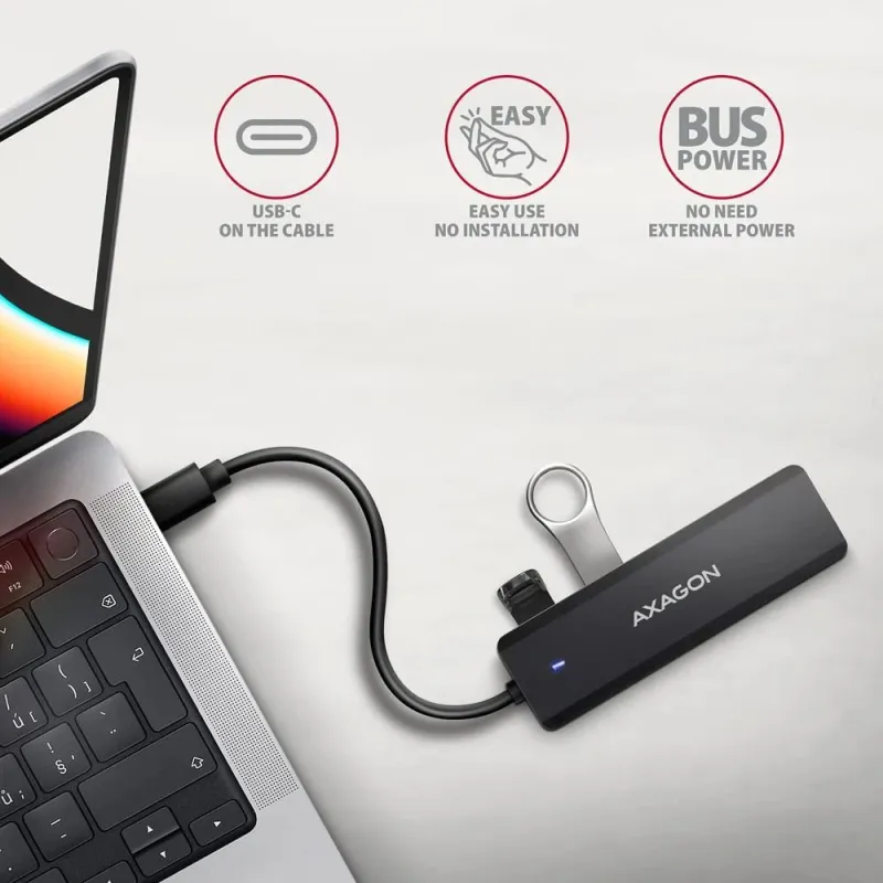 AXAGON Travel four-port USB-C 5Gbps hub - HUE-C1C