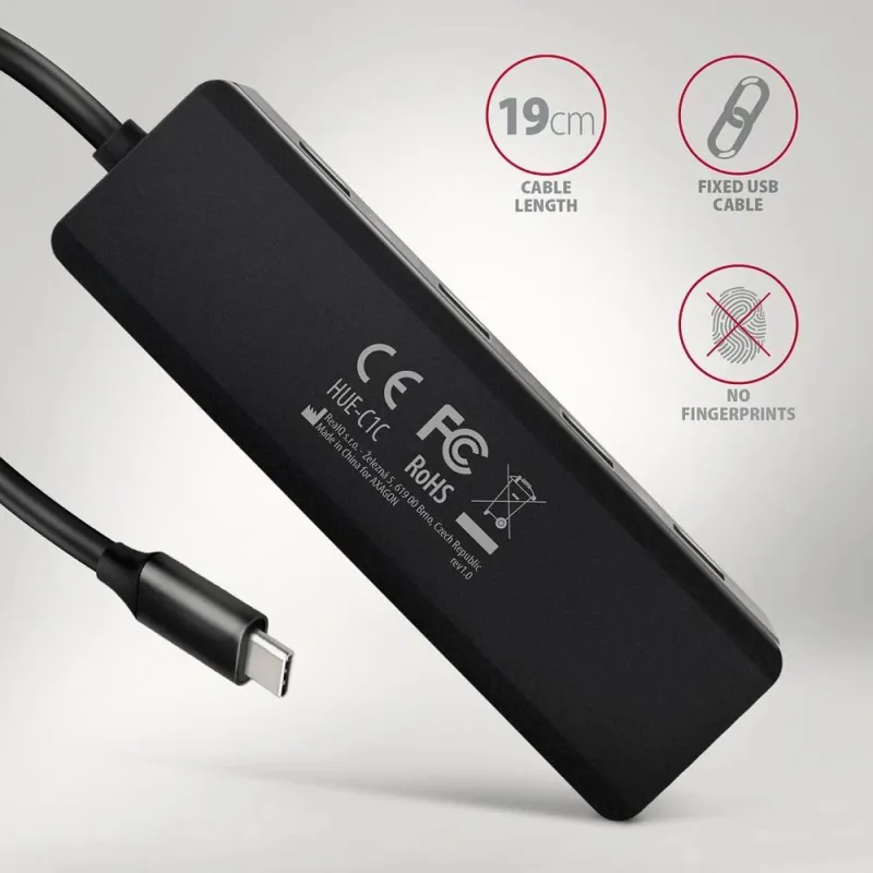 AXAGON Travel four-port USB-C 5Gbps hub - HUE-C1C
