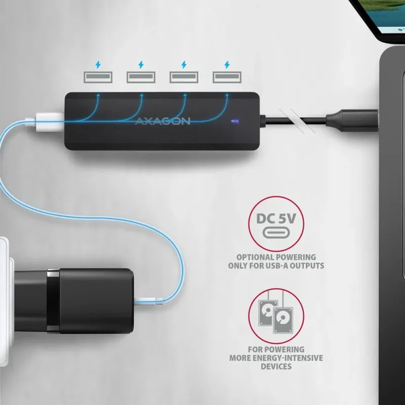 AXAGON Travel four-port USB-C 5Gbps hub - HUE-C1C