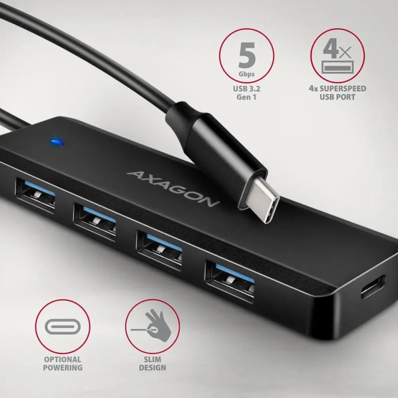 AXAGON Travel four-port USB-C 5Gbps hub - HUE-C1C