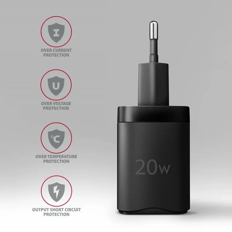 Mobile charger wall usb 20w-2port black acu-pq20 axagon