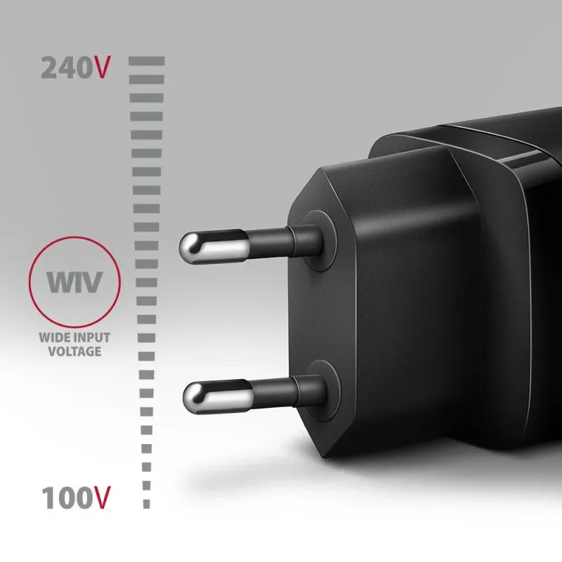 Mobile charger wall usb 20w-2port black acu-pq20 axagon