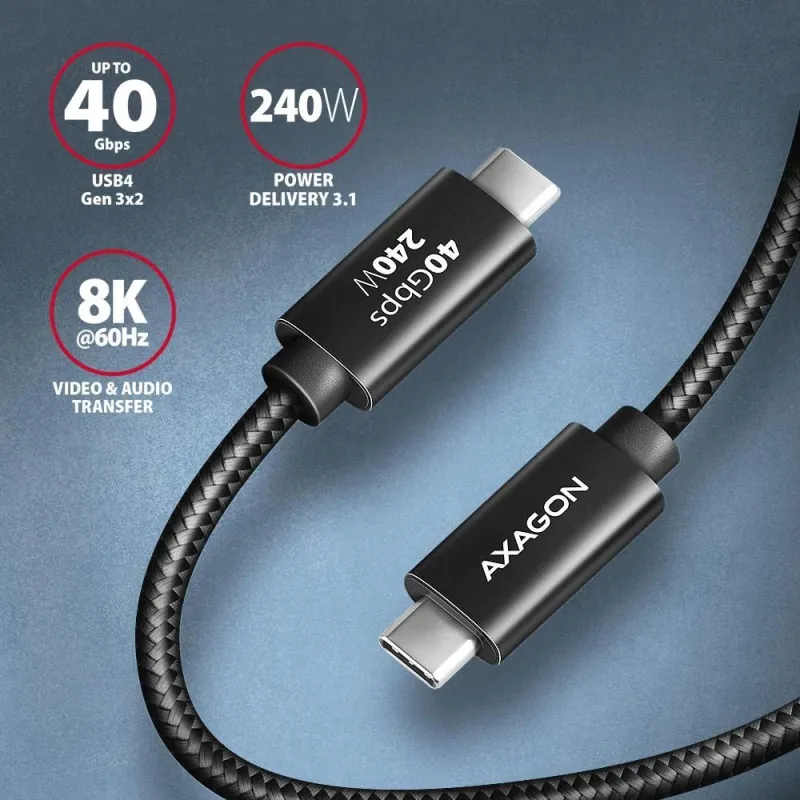 Cable usb-c to usb-c 1m 240w-8k black bucm4x-cm10ab axagon