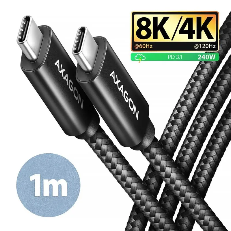 Cable usb-c to usb-c 1m 240w-8k black bucm4x-cm10ab axagon