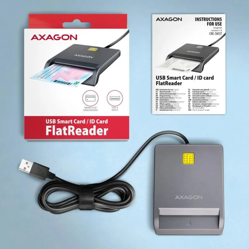 Card reader flat smartcard-id-usb2.0 1.3m cre-sm3t axagon