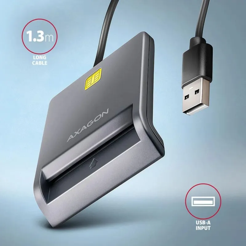 Card reader flat smartcard-id-usb2.0 1.3m cre-sm3t axagon