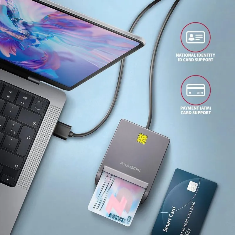 Card reader flat smartcard-id-usb2.0 1.3m cre-sm3t axagon
