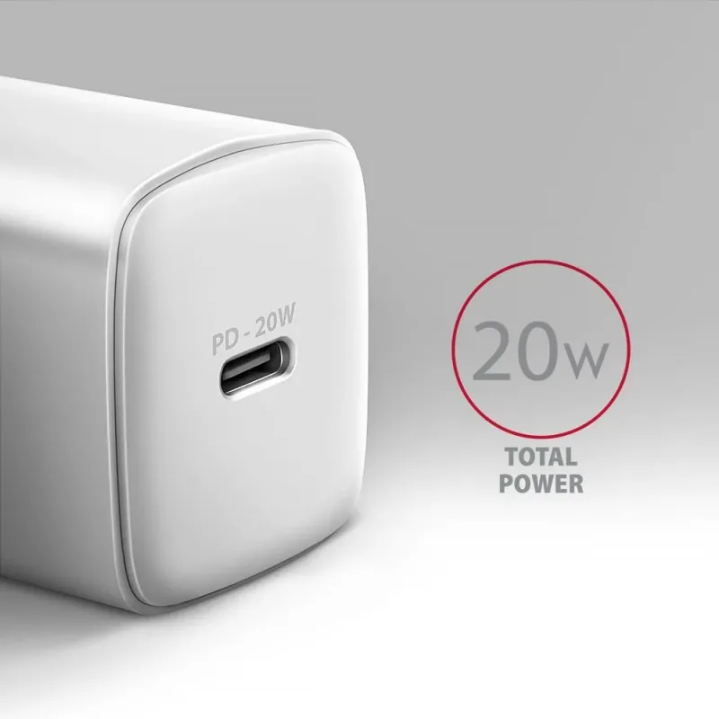 AXAGON Wallcharger 1x port USB-C, PD3.0 - PPS -QC4+-AFC-FCP-Apple, 20W - ACU-PD20W