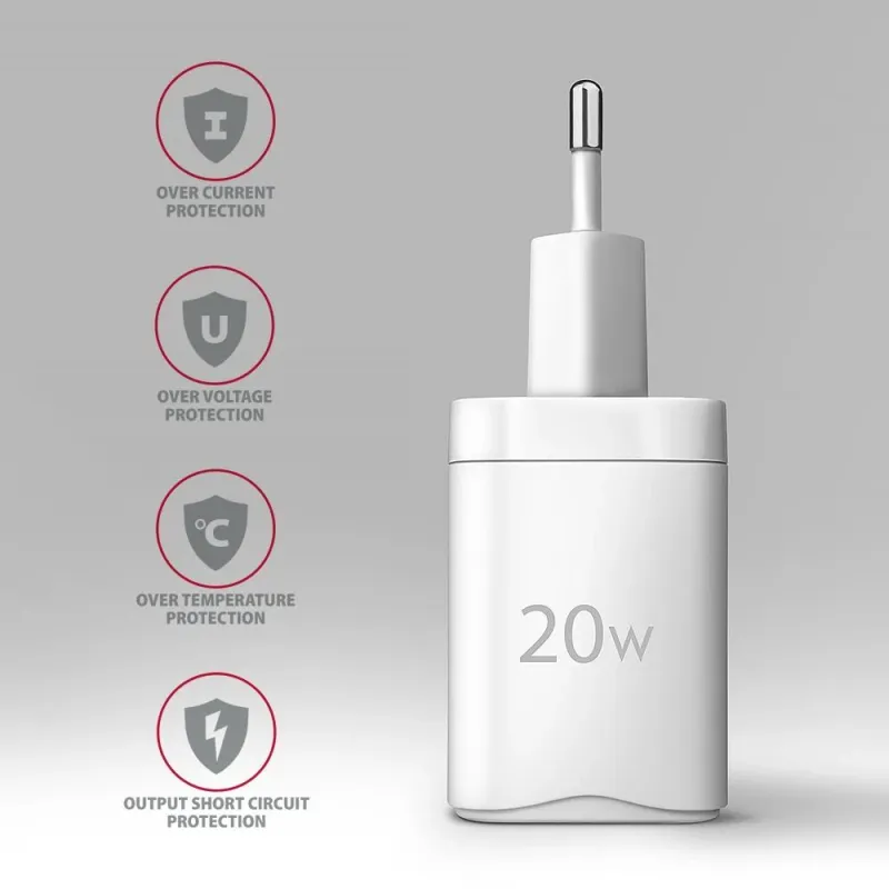 AXAGON Wallcharger 1x port USB-C, PD3.0 - PPS -QC4+-AFC-FCP-Apple, 20W - ACU-PD20W