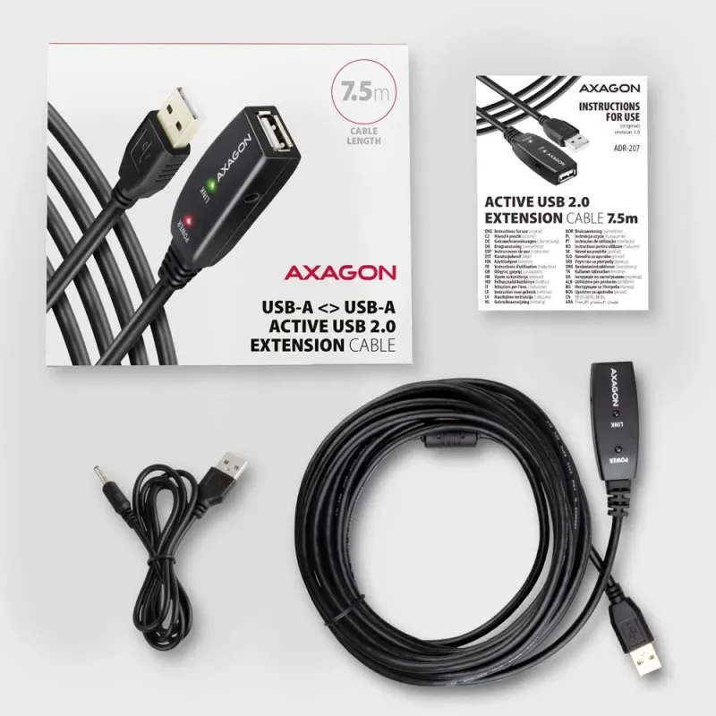 Cable usb2.0 a-m-a-f active-7m adr-207 axagon