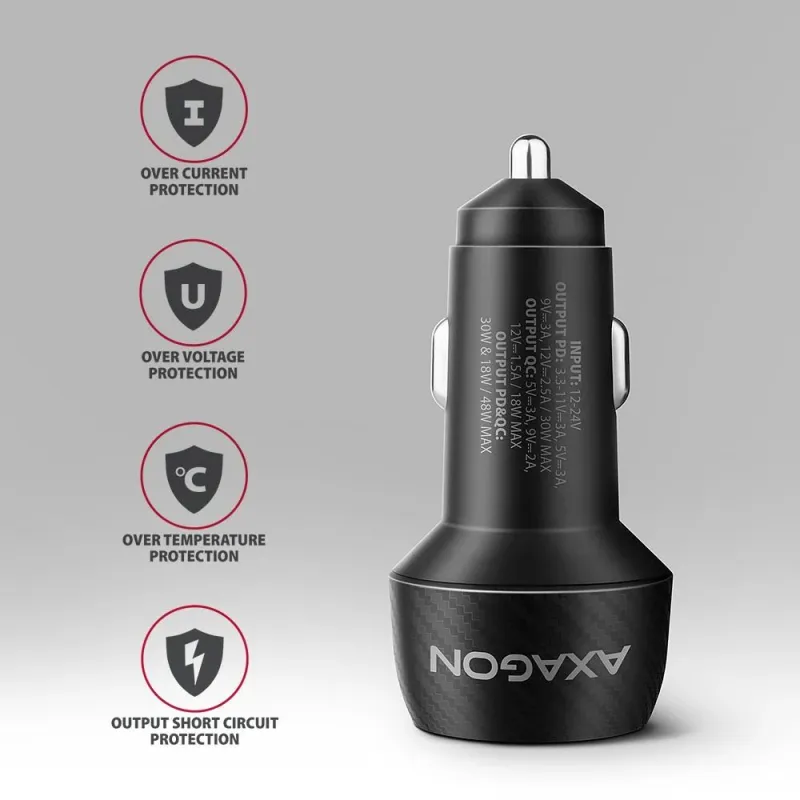 Mobile charger car usb 2port-48w pwc-pq48 axagon