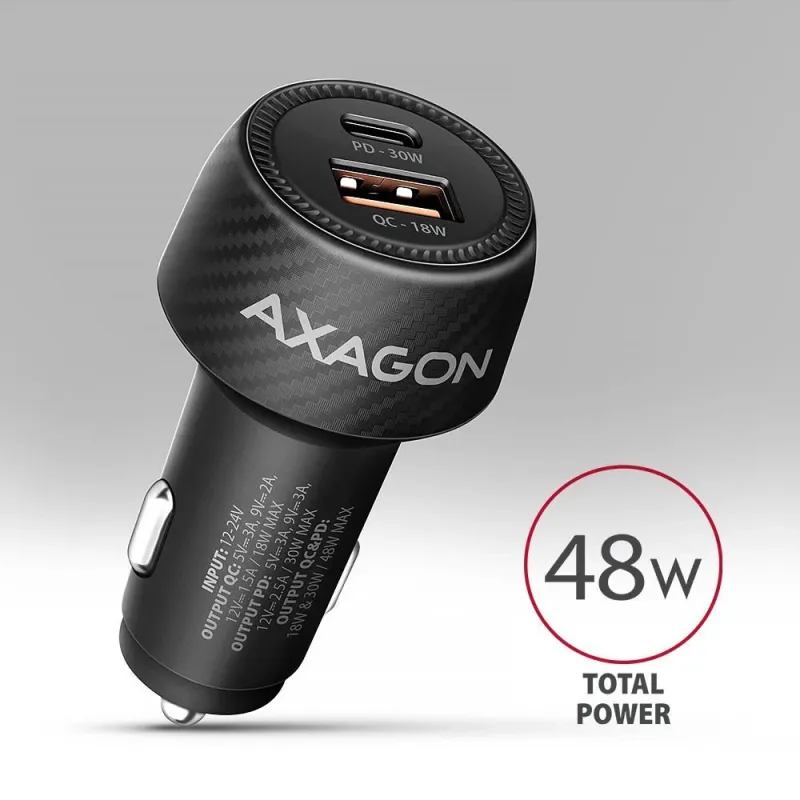 Mobile charger car usb 2port-48w pwc-pq48 axagon