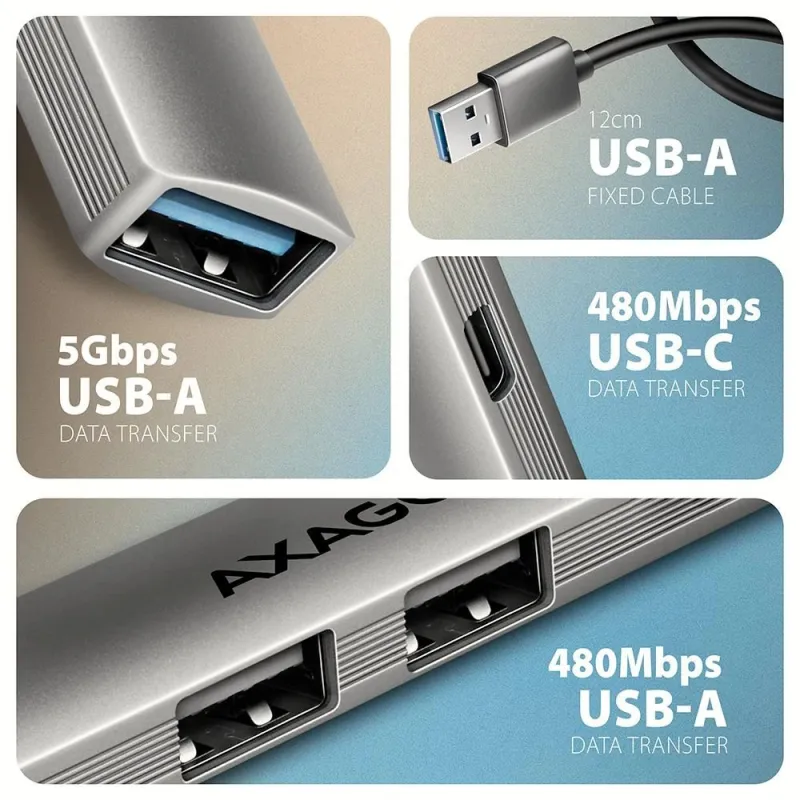 I-o hub usb3.2 4port-0.12m hue-sta axagon