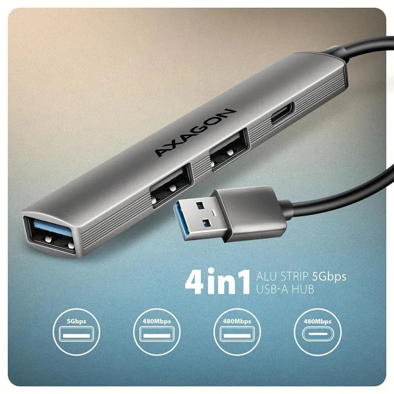 I-o hub usb3.2 4port-0.12m hue-sta axagon