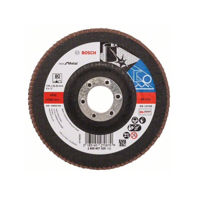 Slīpp.slīpšķ.metālam top D 125 mm, K 80, 1 gab.