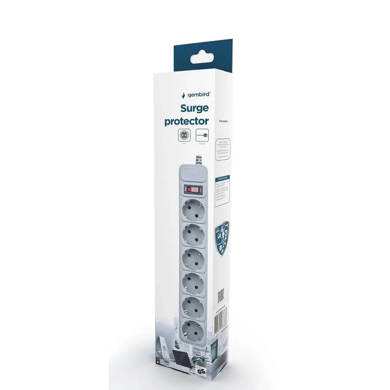 Protector power surge 1.8m-6outl spg6-b-6c gembird