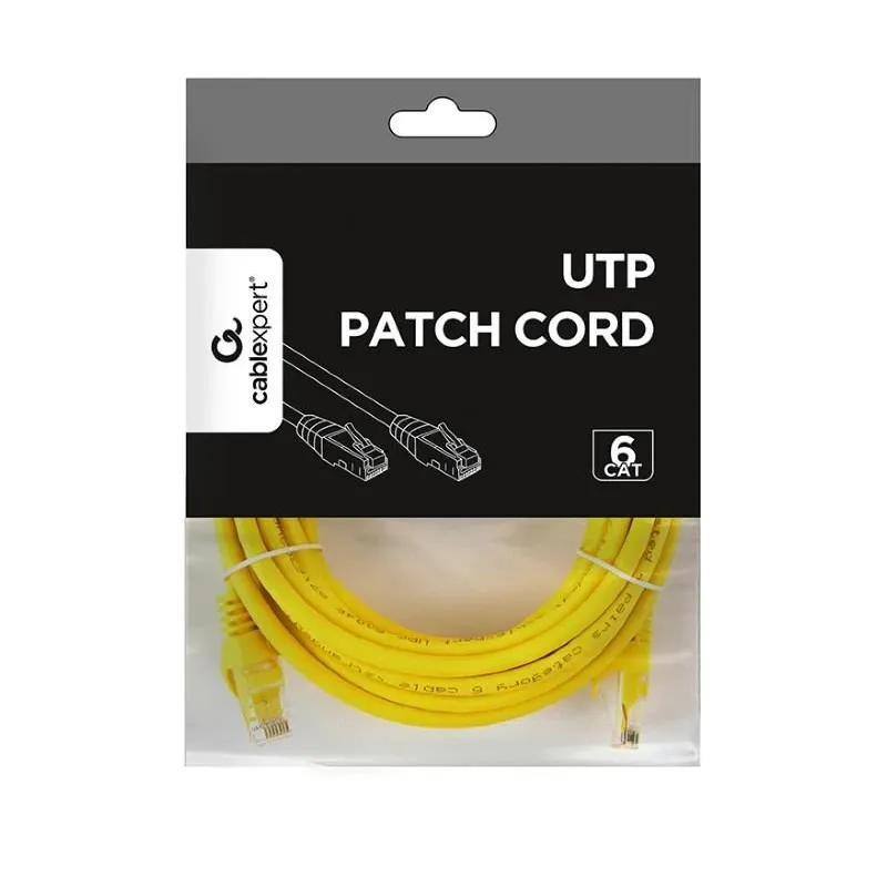 Patch cable cat6 utp 5m-yellow pp6u-5m-y gembird