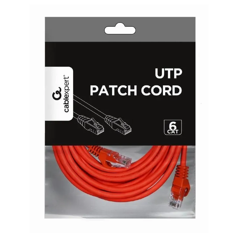 Patch cable cat6 utp 5m-red pp6u-5m-r gembird