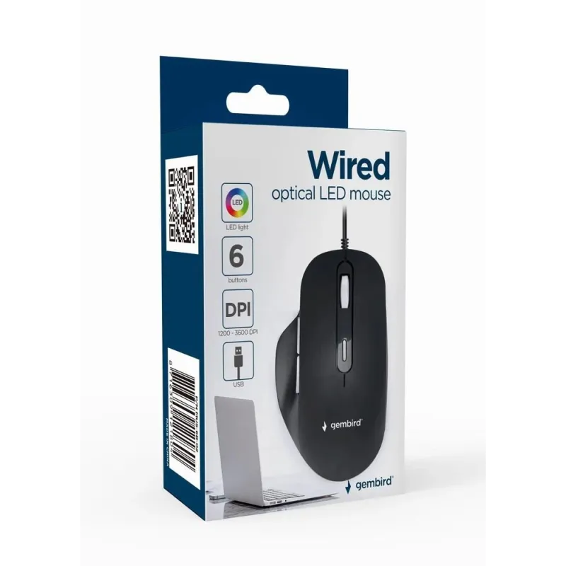 Mouse usb optical-black mus-6b-02 gembird